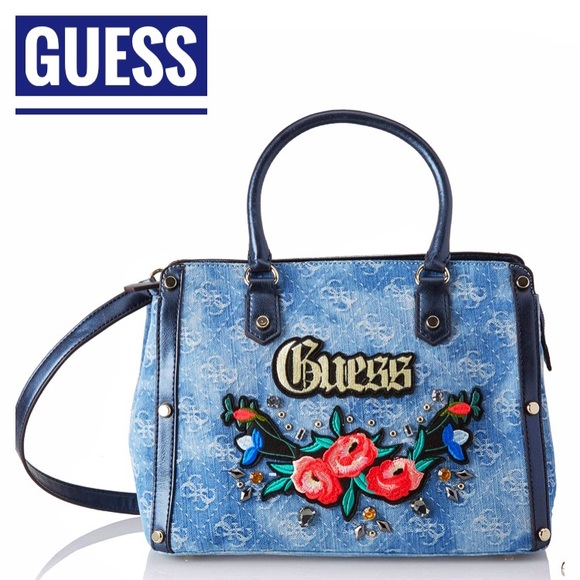 New Guess Denim Top-Handle Bag purse shoulder bag